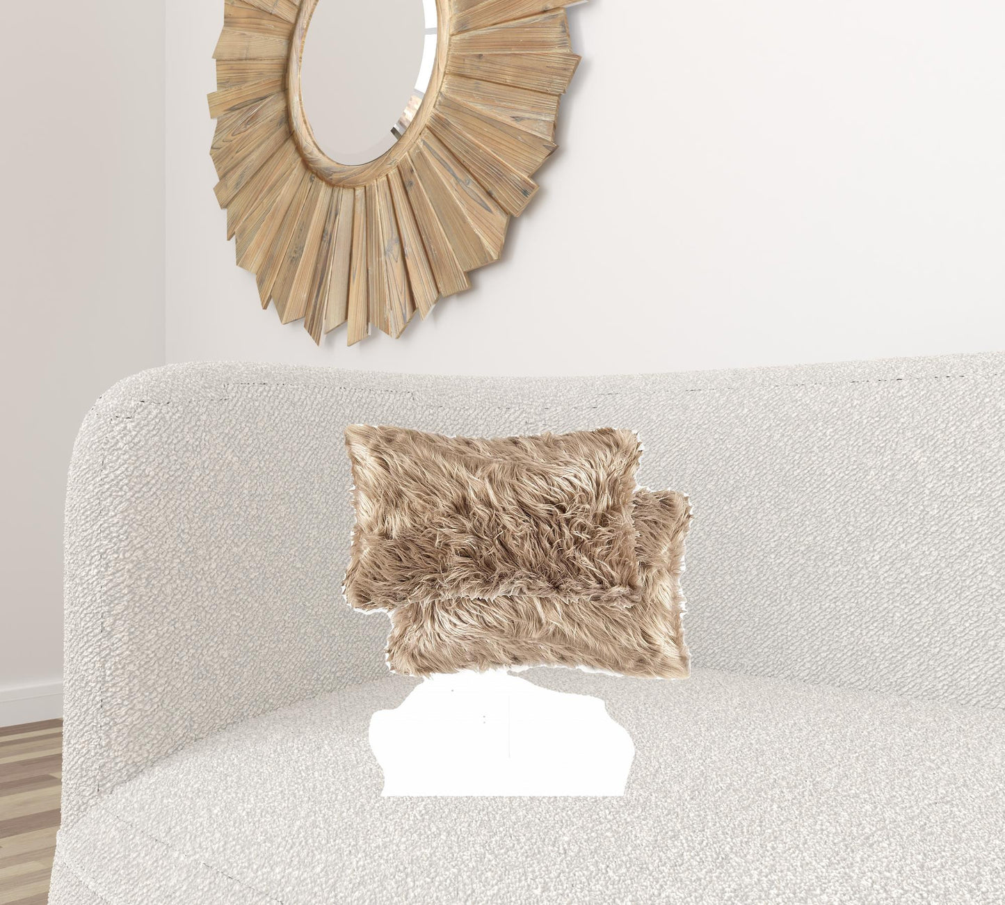 12" X 20" X 5" Tan Faux  Pillow 2 Pack