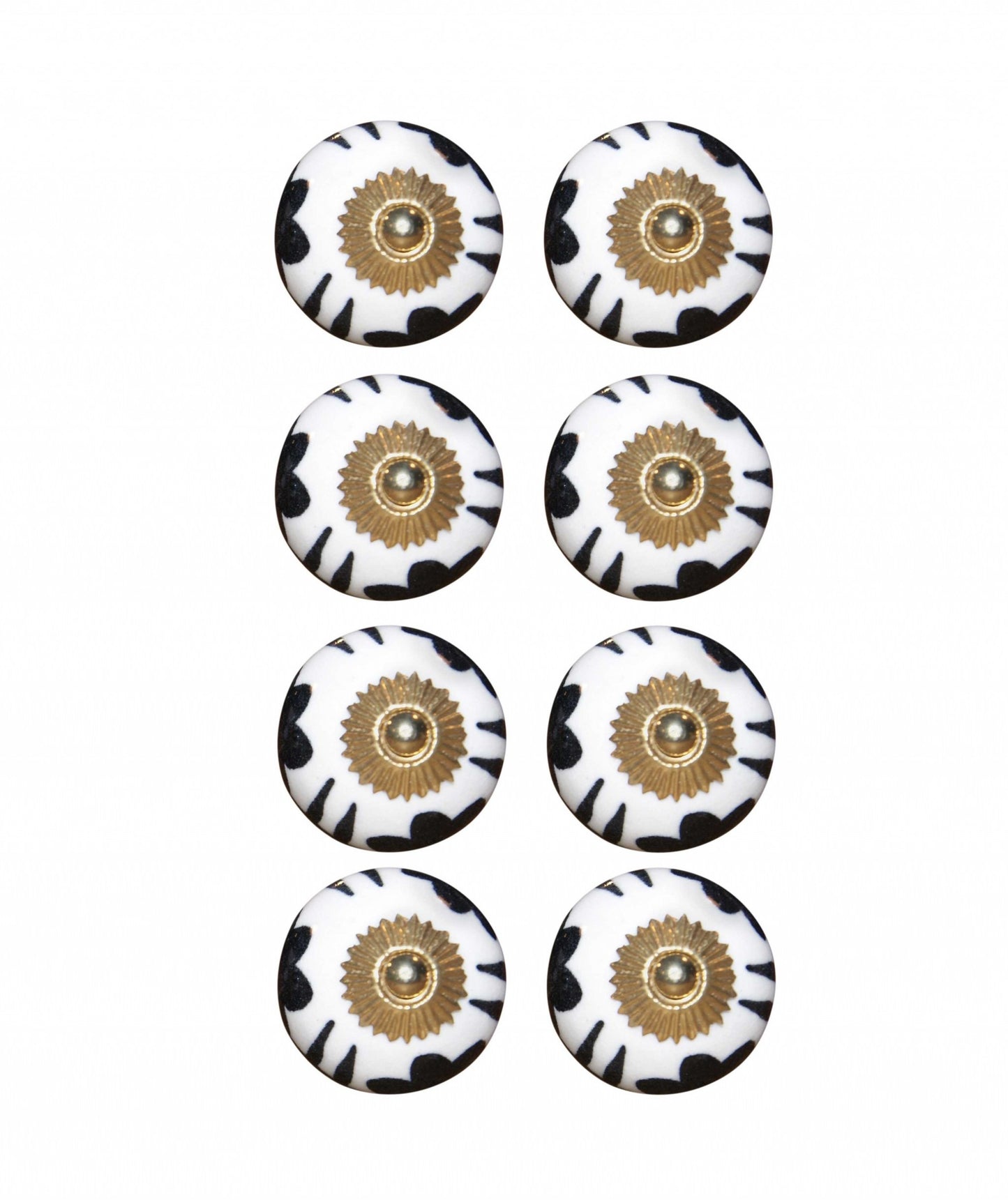 1.5" X 1.5" X 1.5" Black White And Gold  Knobs 8 Pack