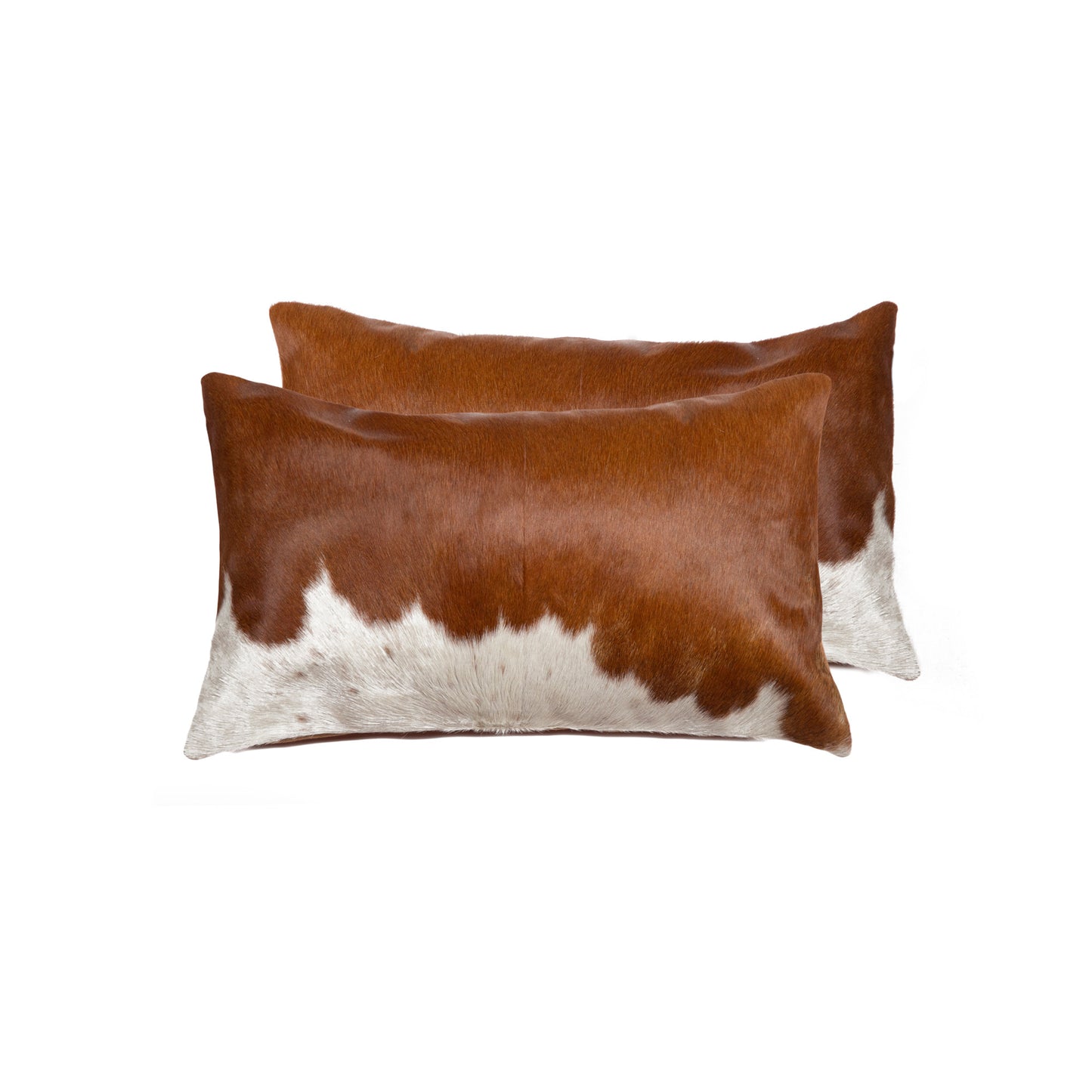 12" X 20" X 5" Brown And White Cowhide  Pillow 2 Pack