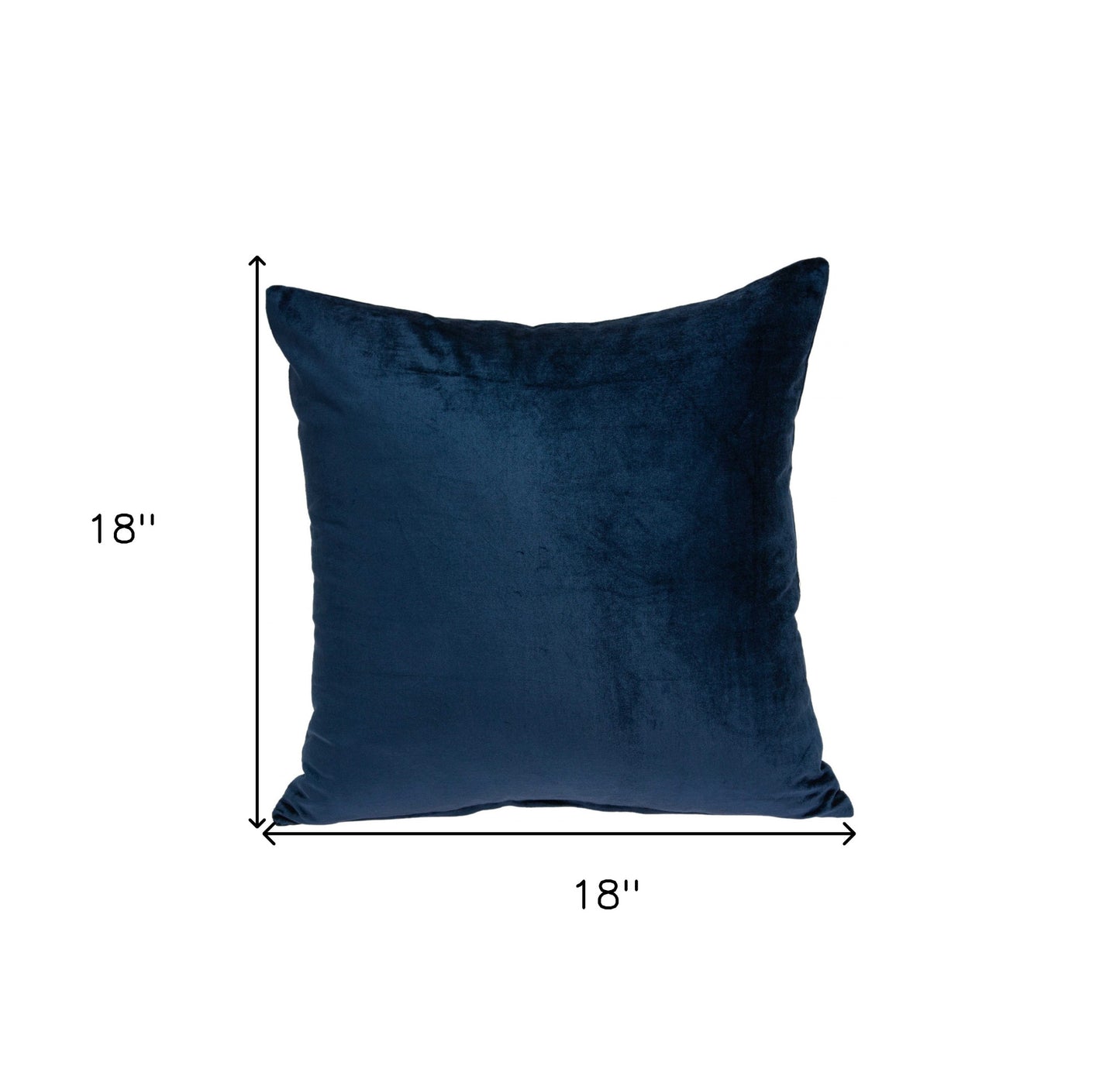 18" X 7" X 18" Transitional Navy Blue Solid Pillow Cover With Poly Insert