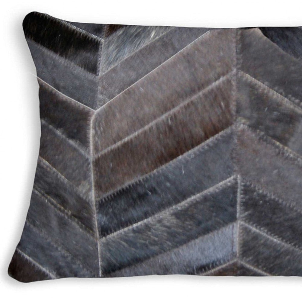 12" X 20" X 5" Cool Chocolate Torino Kobe Chevron  Pillow