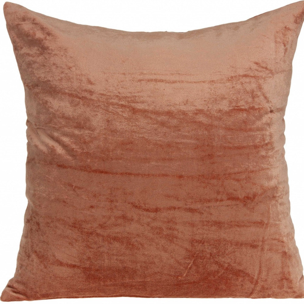 18" X 7" X 18" Transitional Orange Solid Pillow Cover With Poly Insert