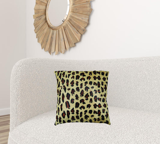 18" X 18" X 5" Striking Leopard Torino Kobe Cowhide  Pillow