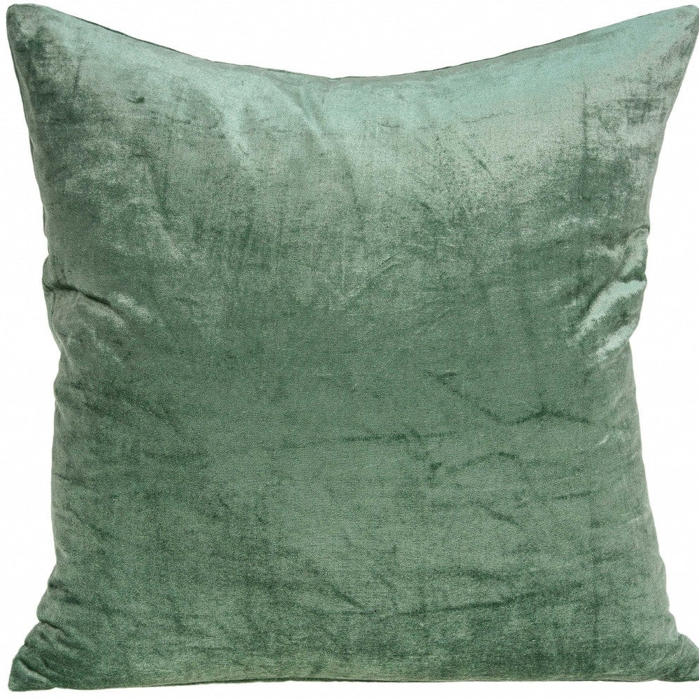 20" X 7" X 20" Transitional Green Solid Pillow Cover With Poly Insert