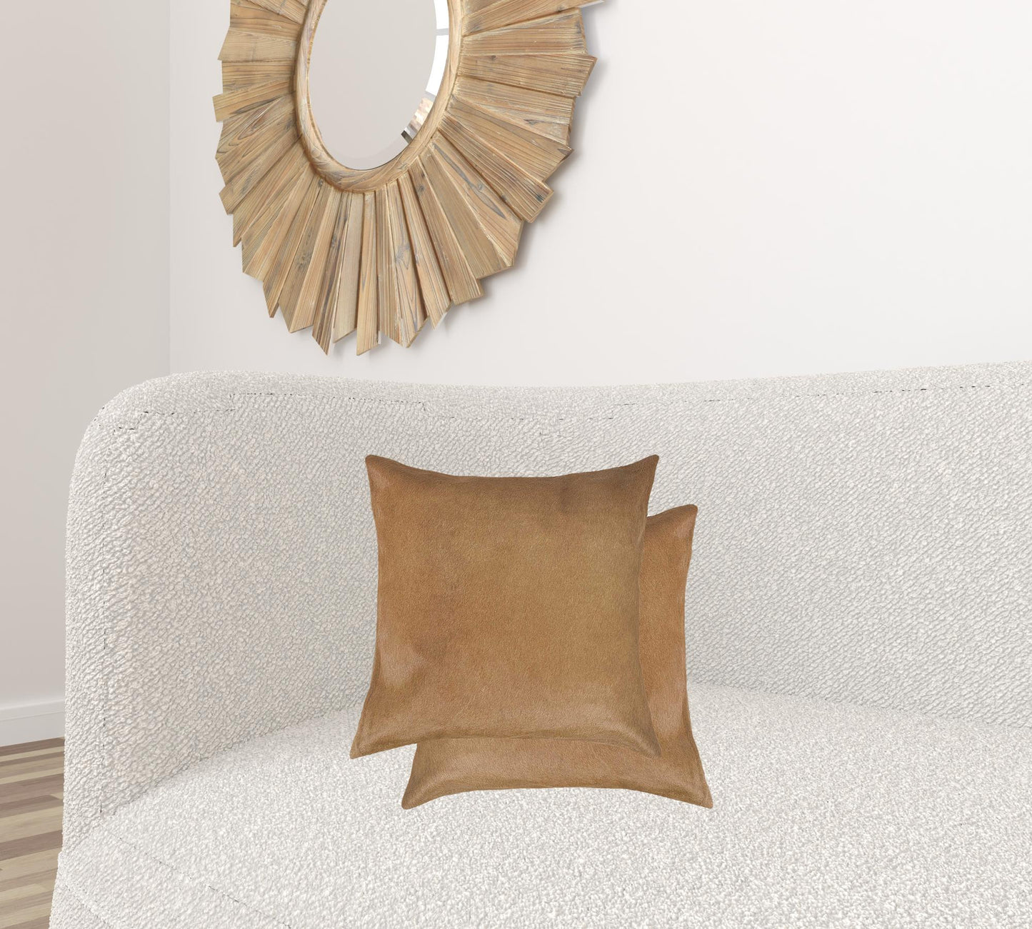 18 X 18 Tan Cowhide Throw Pillow