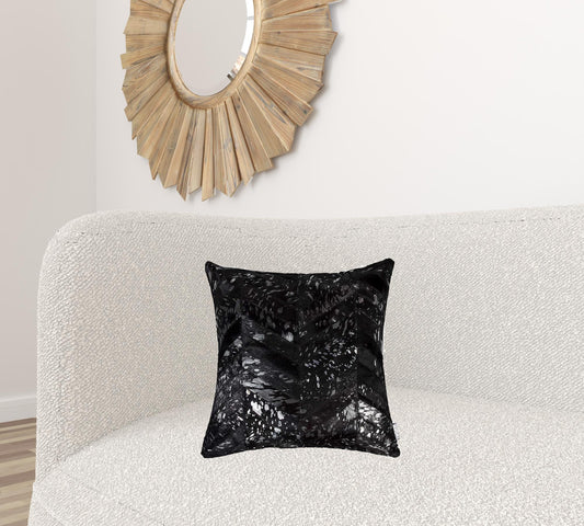 18" X 18" X 5" Black And Silver  Pillow