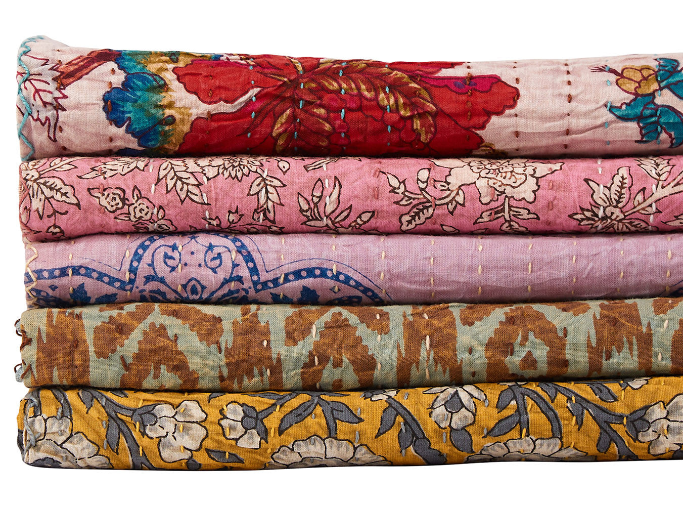 50" X 70" Multicolored Striking Kantha - Throw