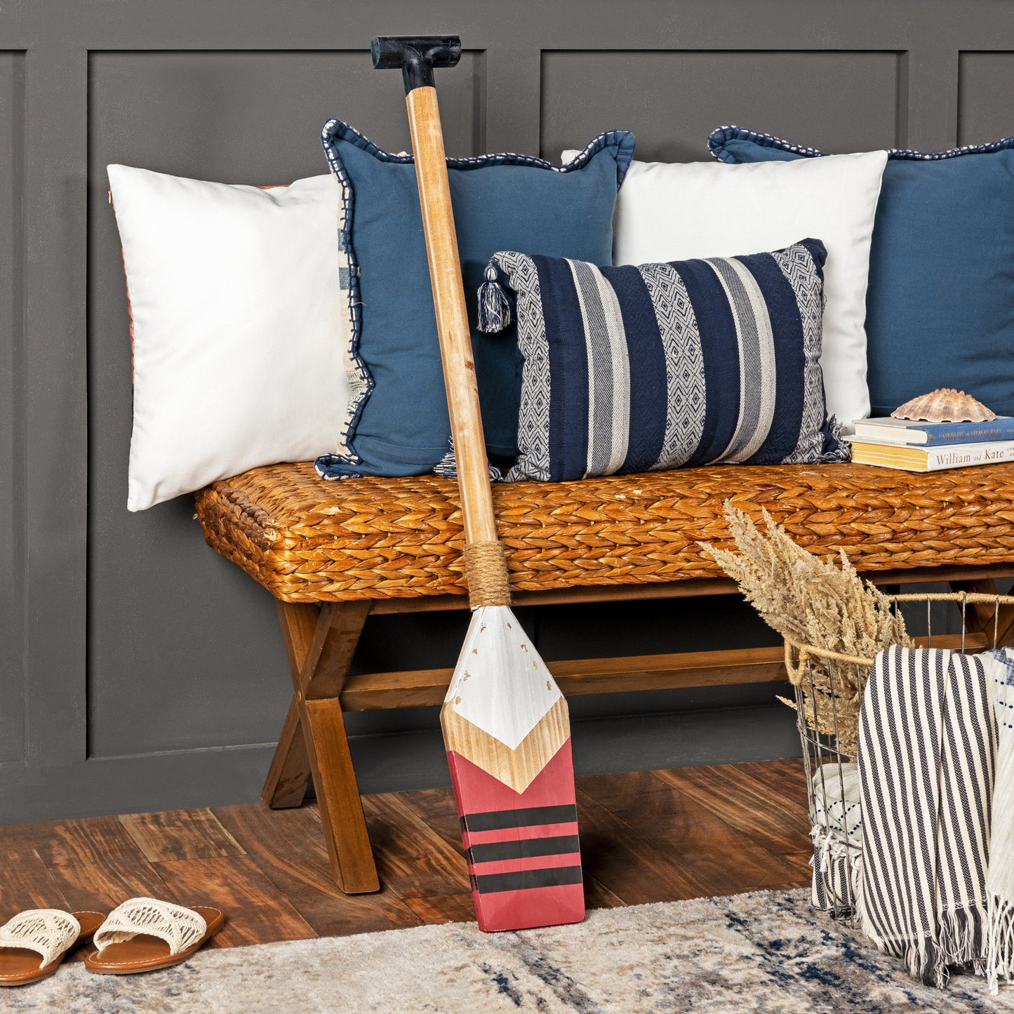 Distressed Coastal Wood Oar Wall Decor