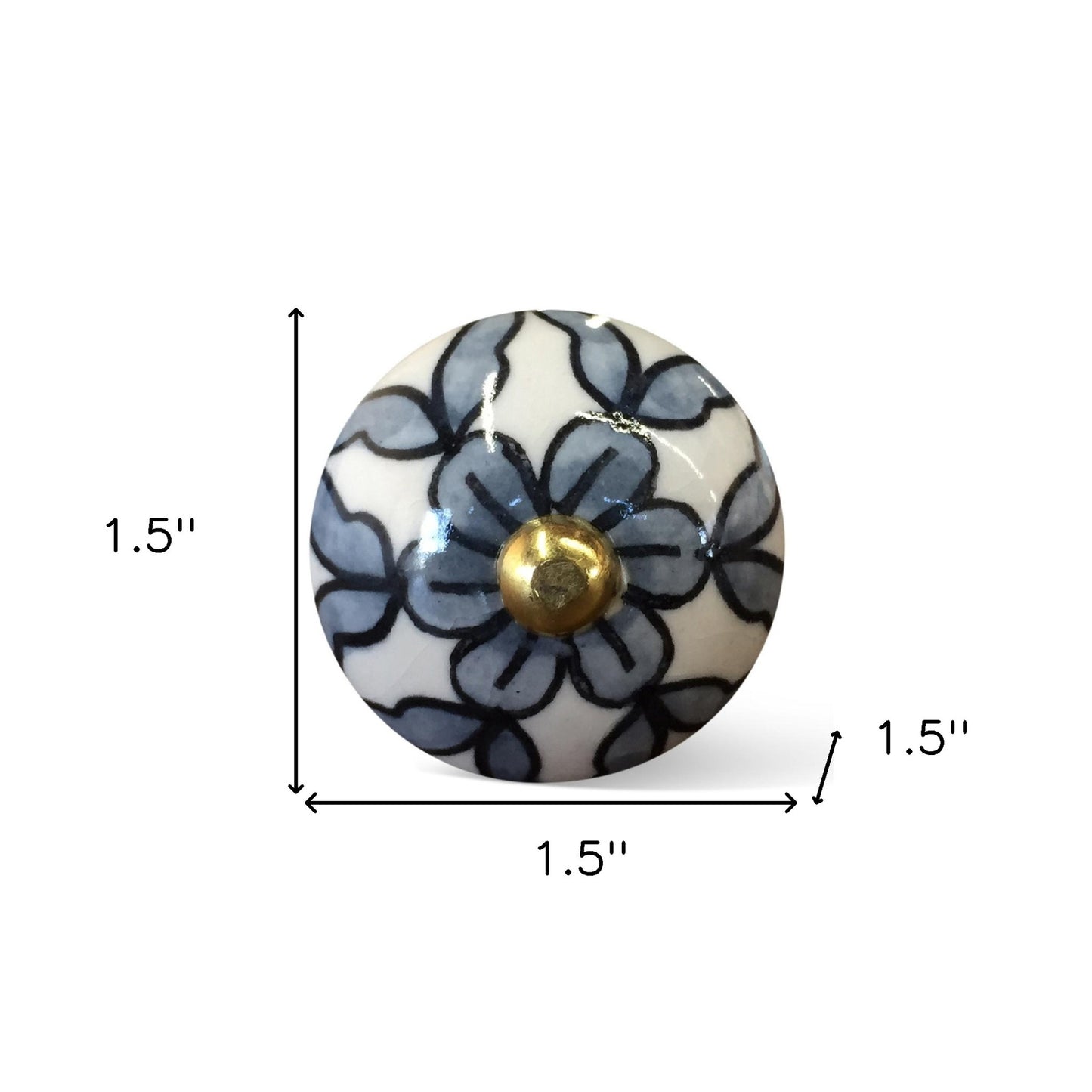 1.5" X 1.5" X 1.5" White Blue And Black  Knobs 12 Pack