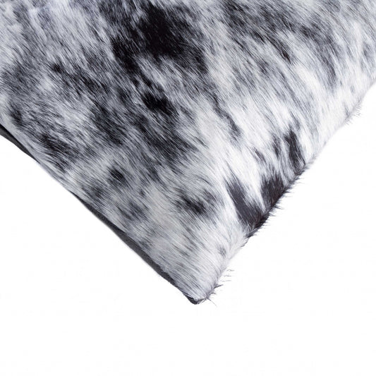 12" X 20" X 5" Salt And Pepper Black And White Cowhide  Pillow 2 Pack