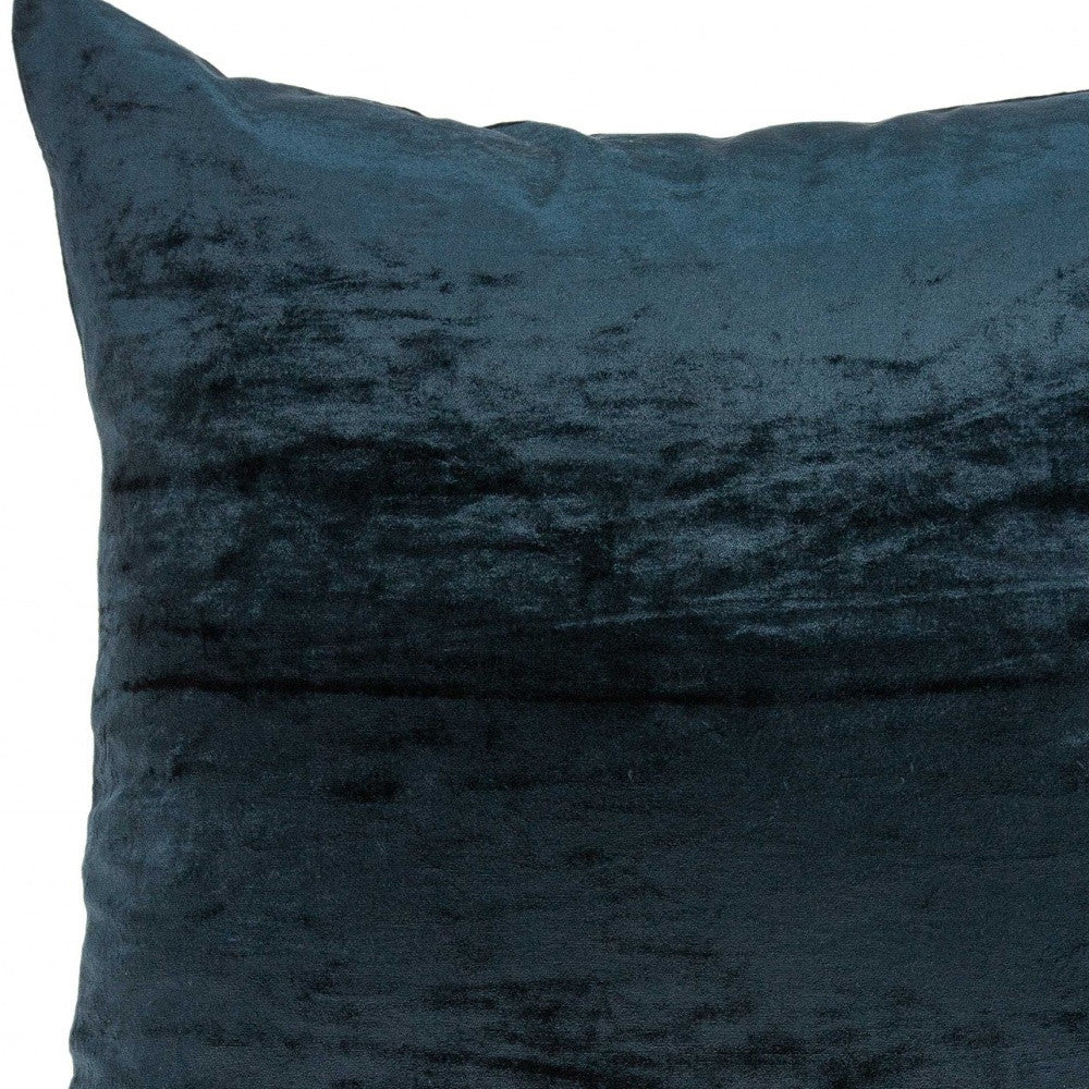 22" X 7" X 22" Transitional Dark Blue Solid Pillow Cover With Poly Insert