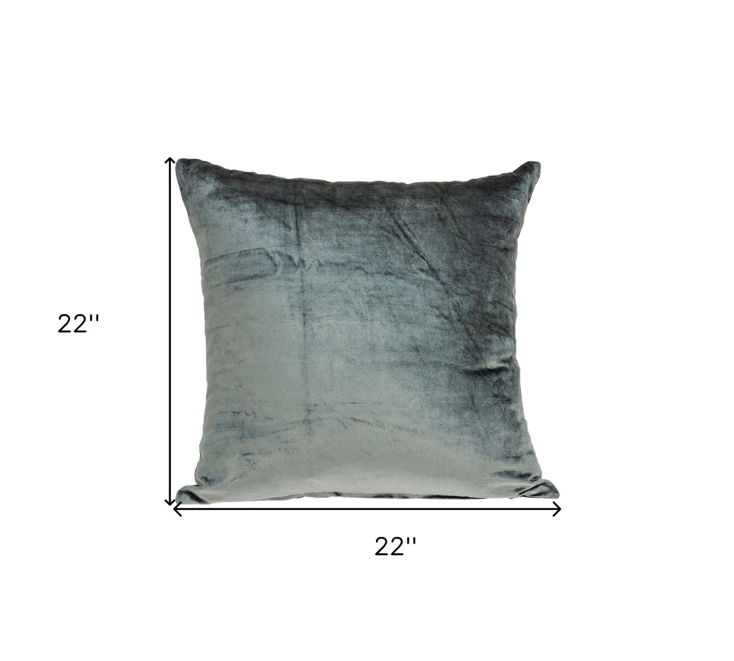 22" X 7" X 22" Transitional Charcoal Solid Pillow Cover With Poly Insert