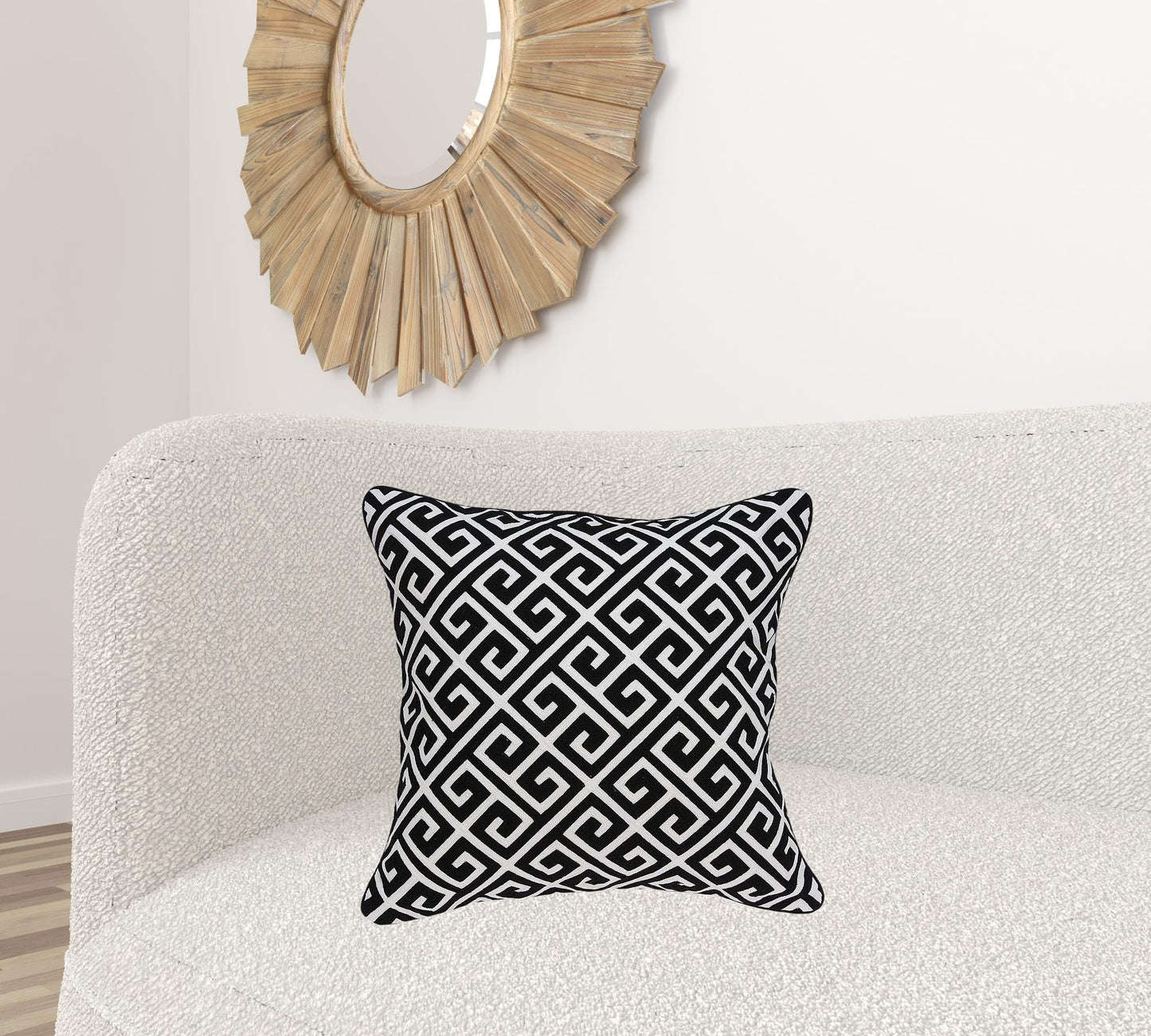 20" X 7" X 20" Cool Transitional Black And White Pillow Cover With Poly Insert