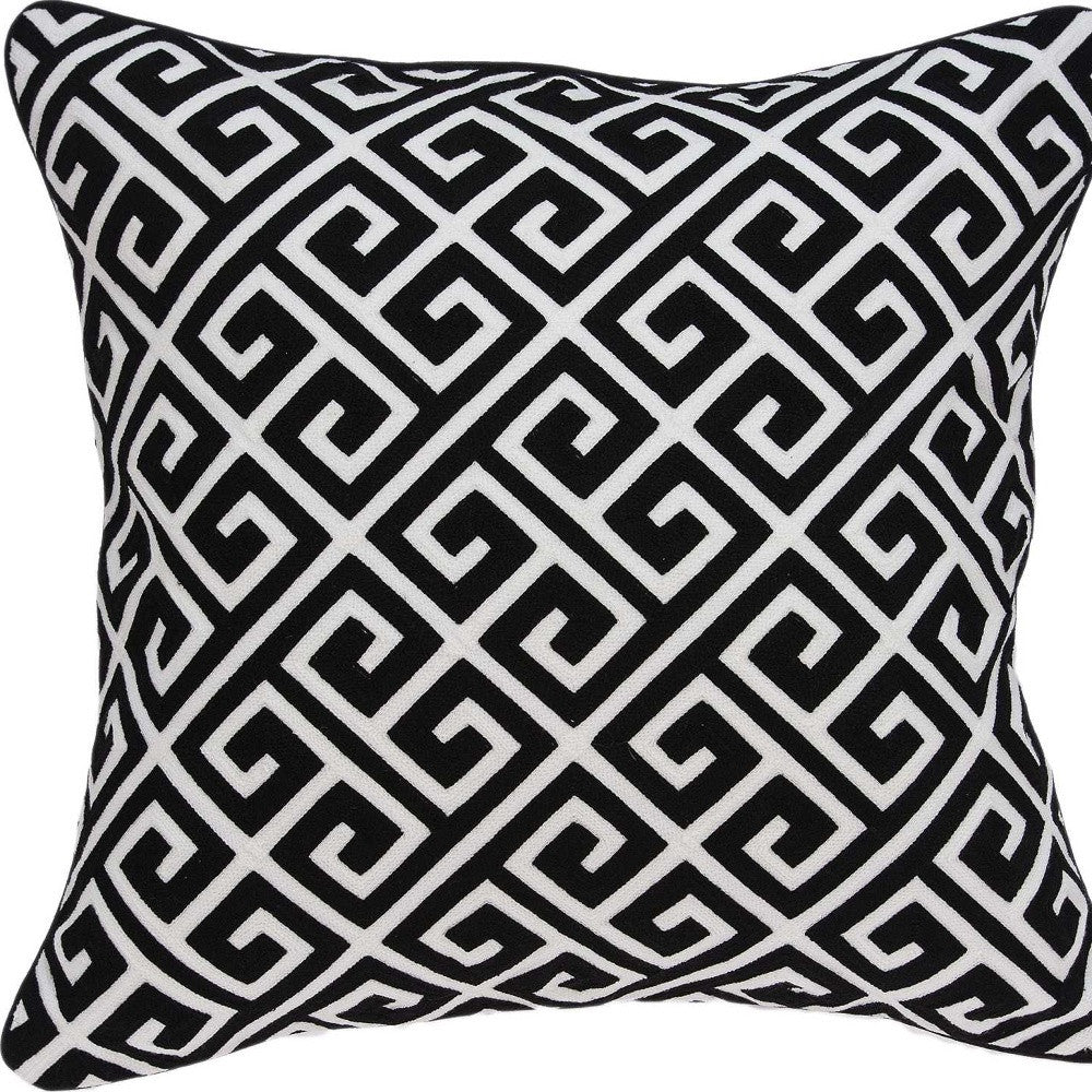 20" X 7" X 20" Cool Transitional Black And White Pillow Cover With Poly Insert