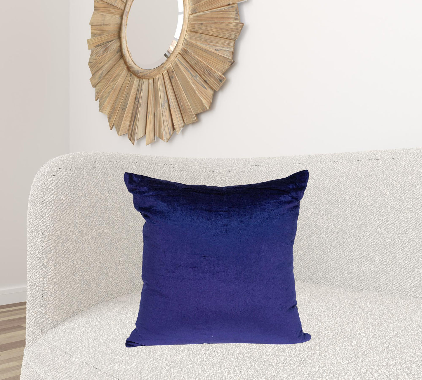 22" X 7" X 22" Transitional Royal Blue Solid Pillow Cover With Poly Insert