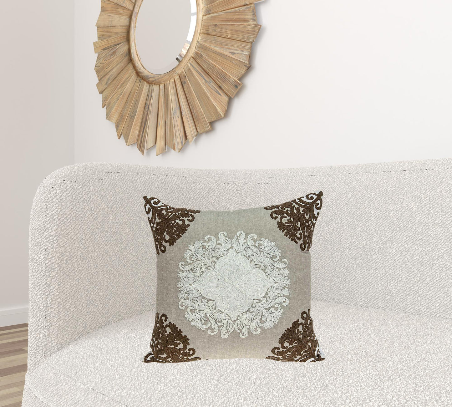 20" X 7" X 20" Traditional Beige Pillow Cover With Poly Insert