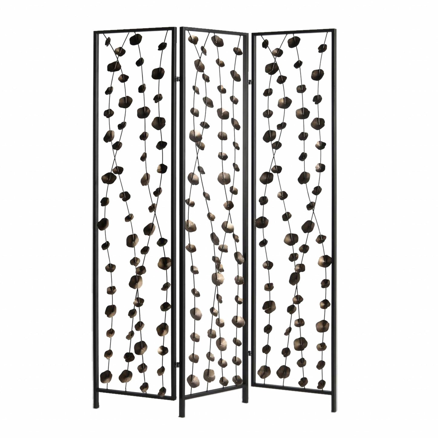 48 X 1 X 71 Gray And Bronze Metal Falling Blooms  Screen