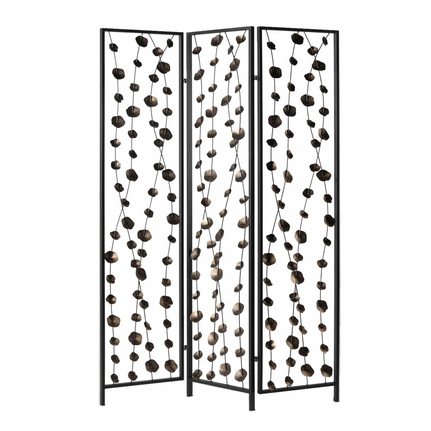 48 X 1 X 71 Gray And Bronze Metal Falling Blooms  Screen