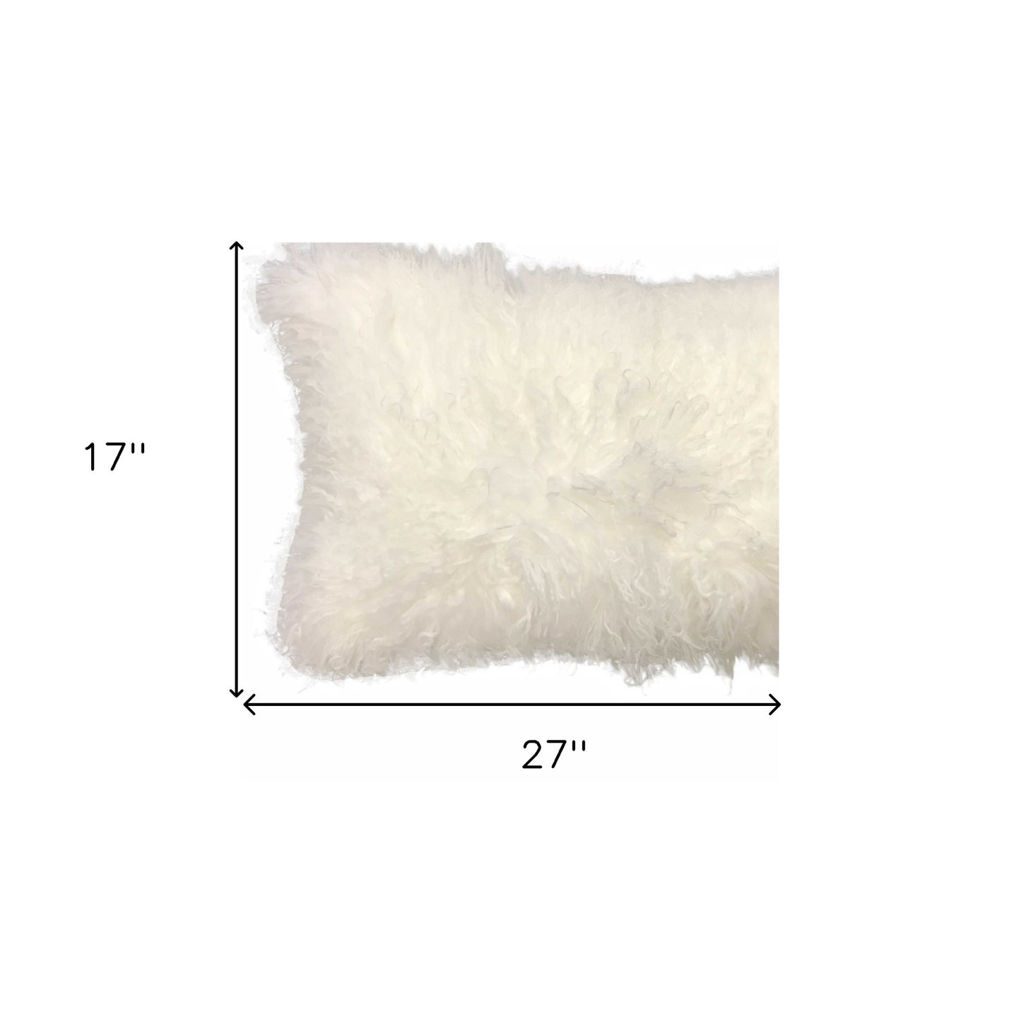 17" Bright White Genuine Tibetan Lamb Fur Pillow With Microsuede Backing