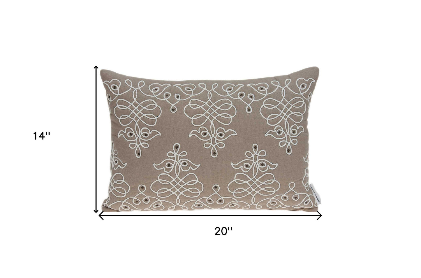 20" X 6" X 14" Traditional Tan Pillow Cover With Poly Insert