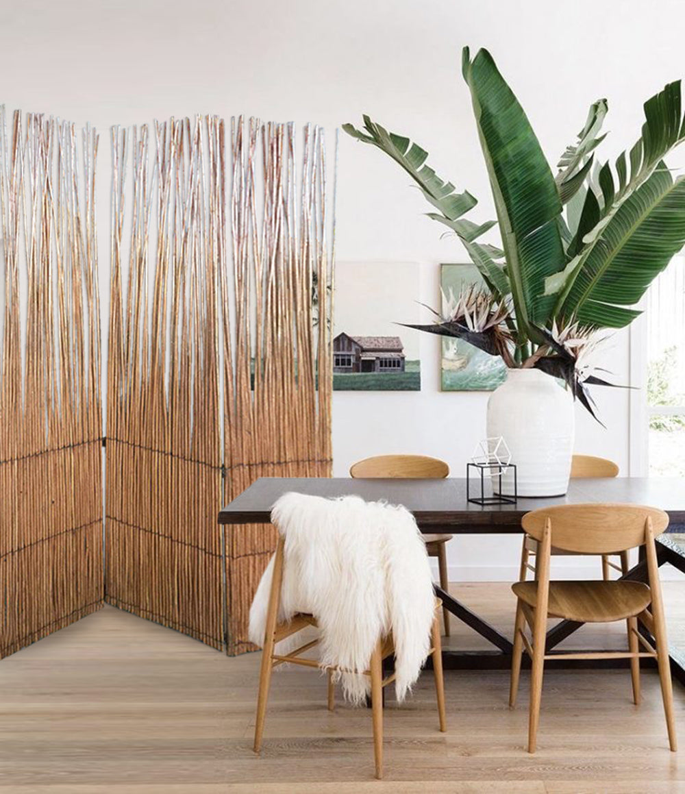 Three Panel Natural Willow Room Divider Screen