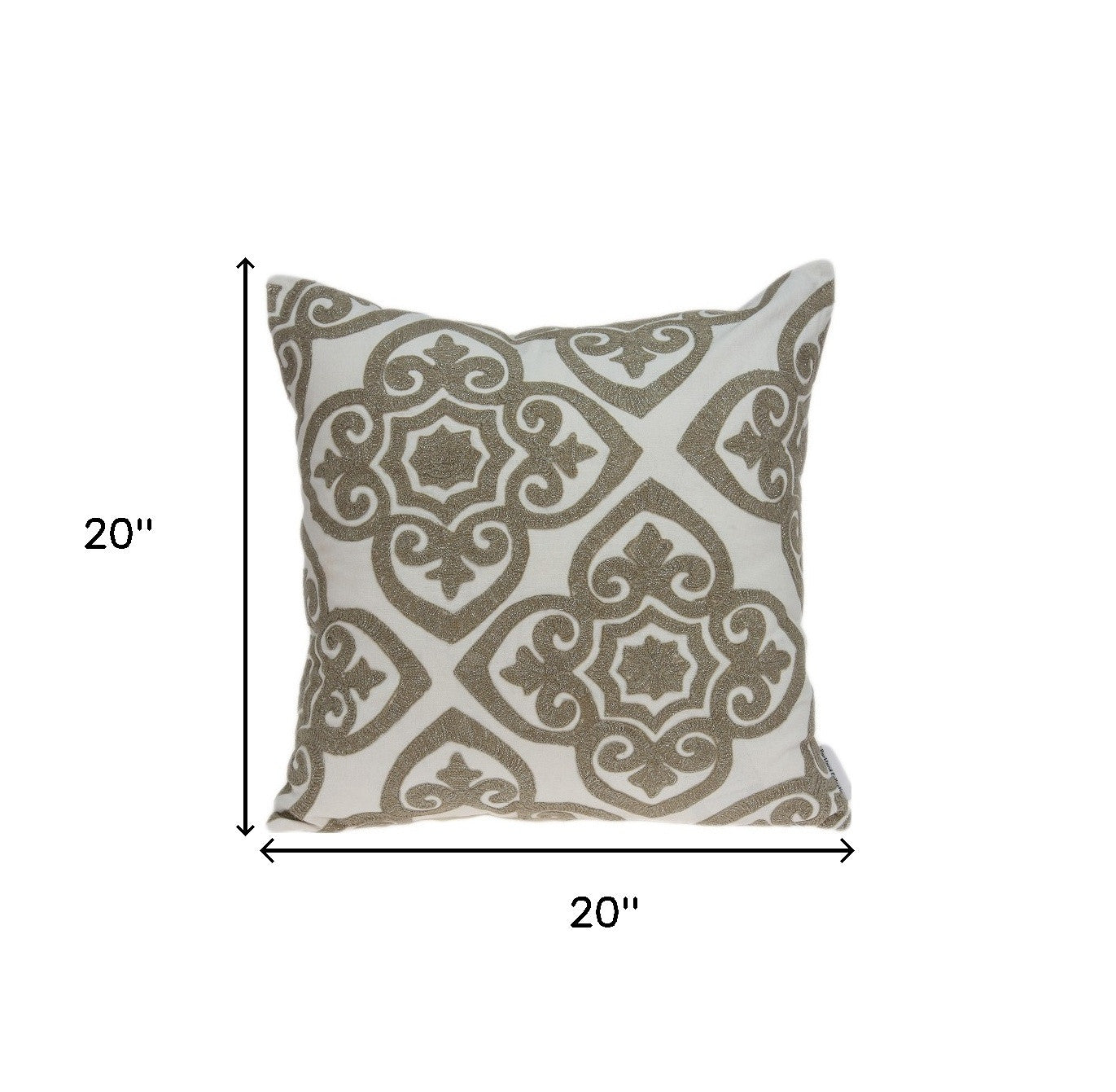 20" X 7" X 20" Bling Ivory Pillow Cover With Poly Insert