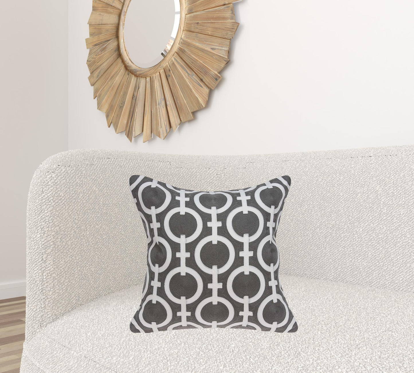 20" X 7" X 20" Transitional Gray And White Accent Pillow Cover With Poly Insert