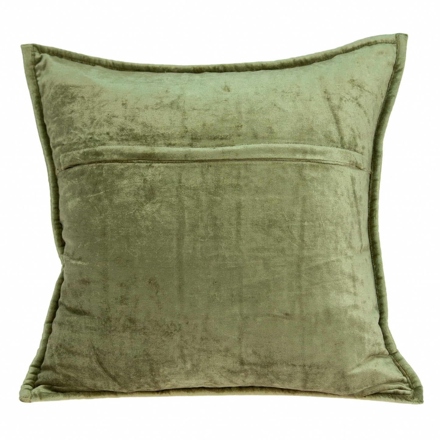 20" X 7" X 20" Transitional Olive Solid Quilted Pillow Cover With Poly Insert