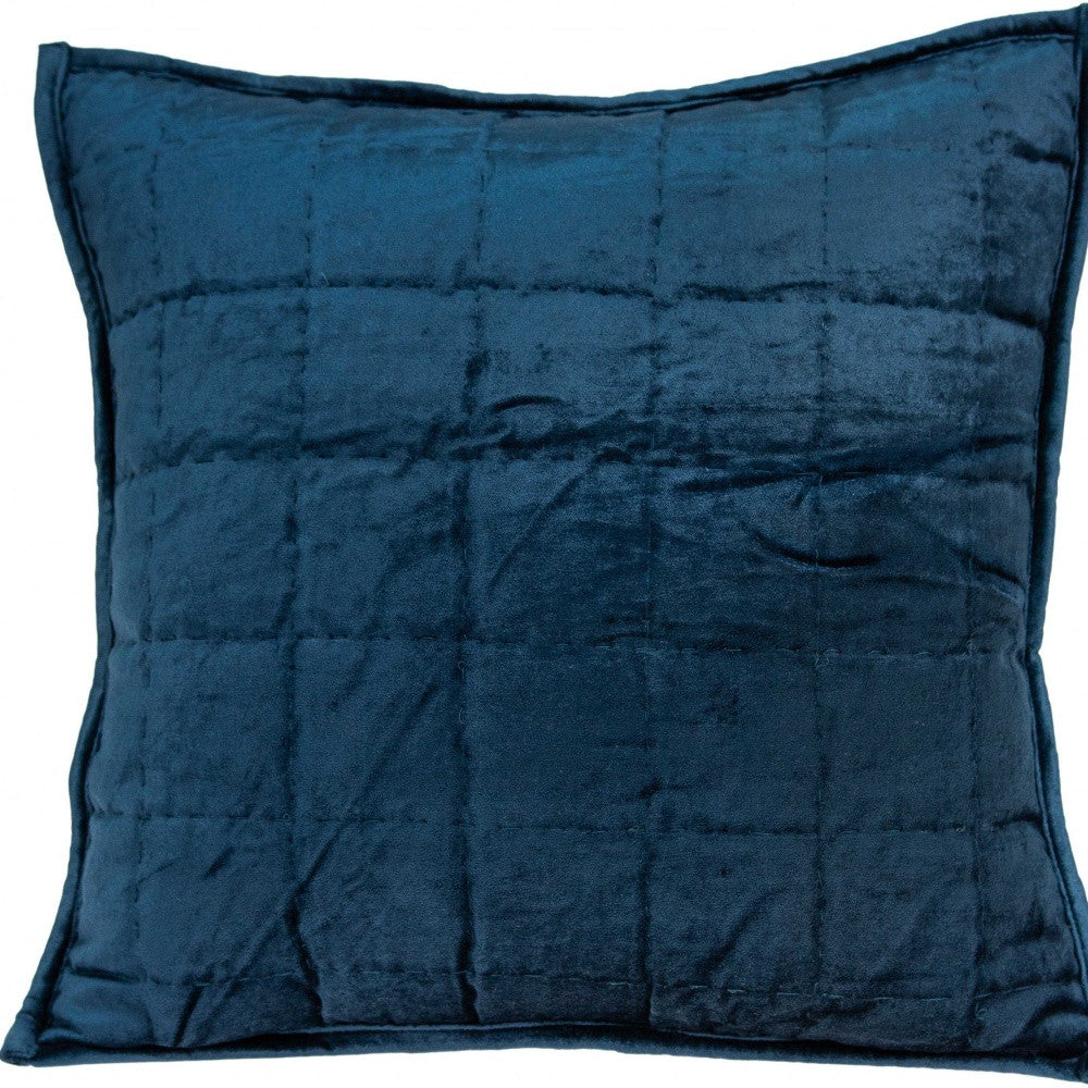 20" X 7" X 20" Transitional Navy Blue Quilted Pillow Cover With Poly Insert