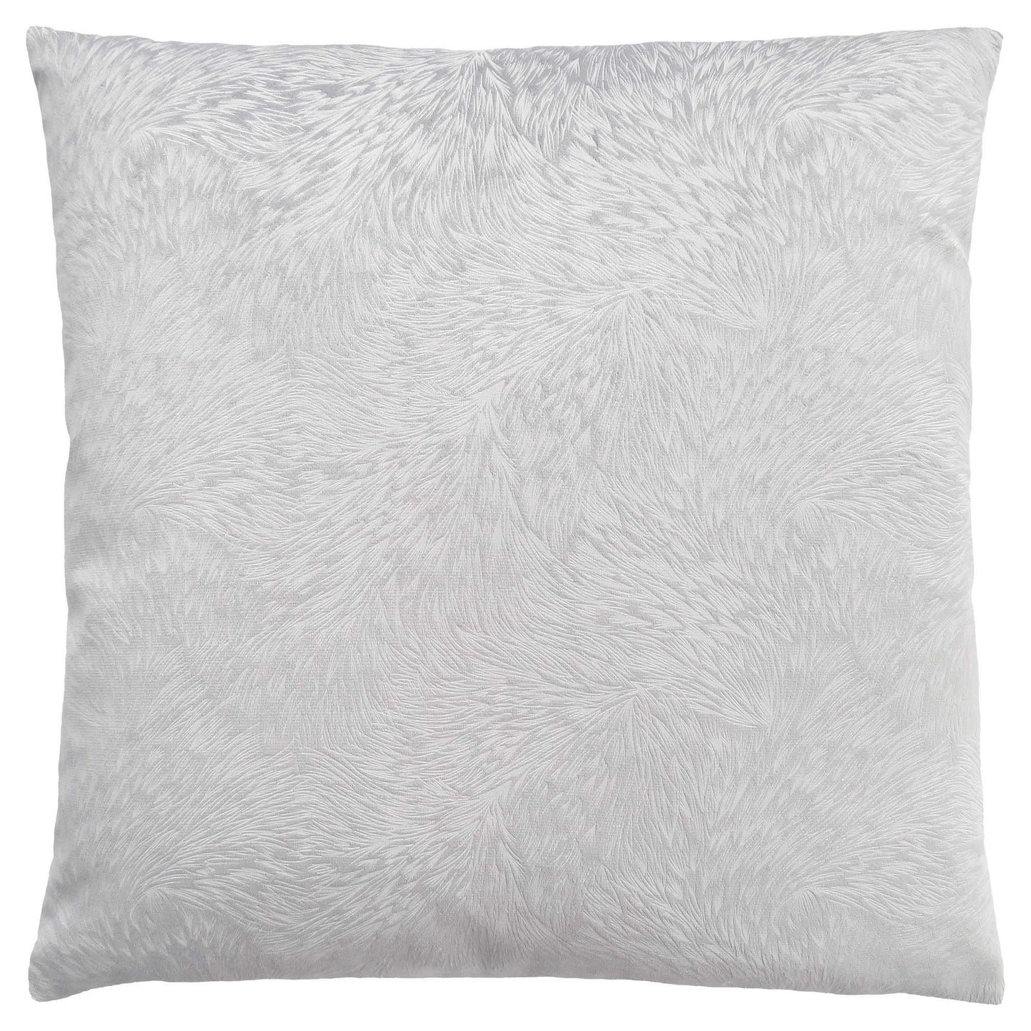 18" X 18" Light Gray Velvet Polyester Feather Zippered Pillow