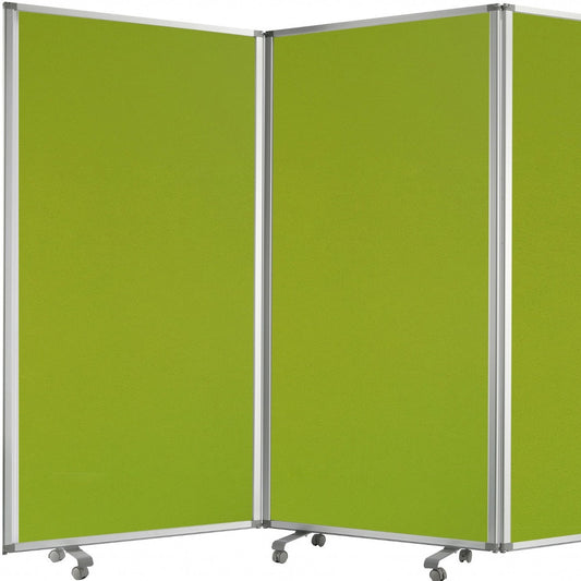 Green Rolling Three Panel Room Divider Screen