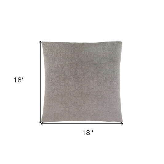 18" X 18" Gray Velvet Polyester Mosaic Zippered Pillow