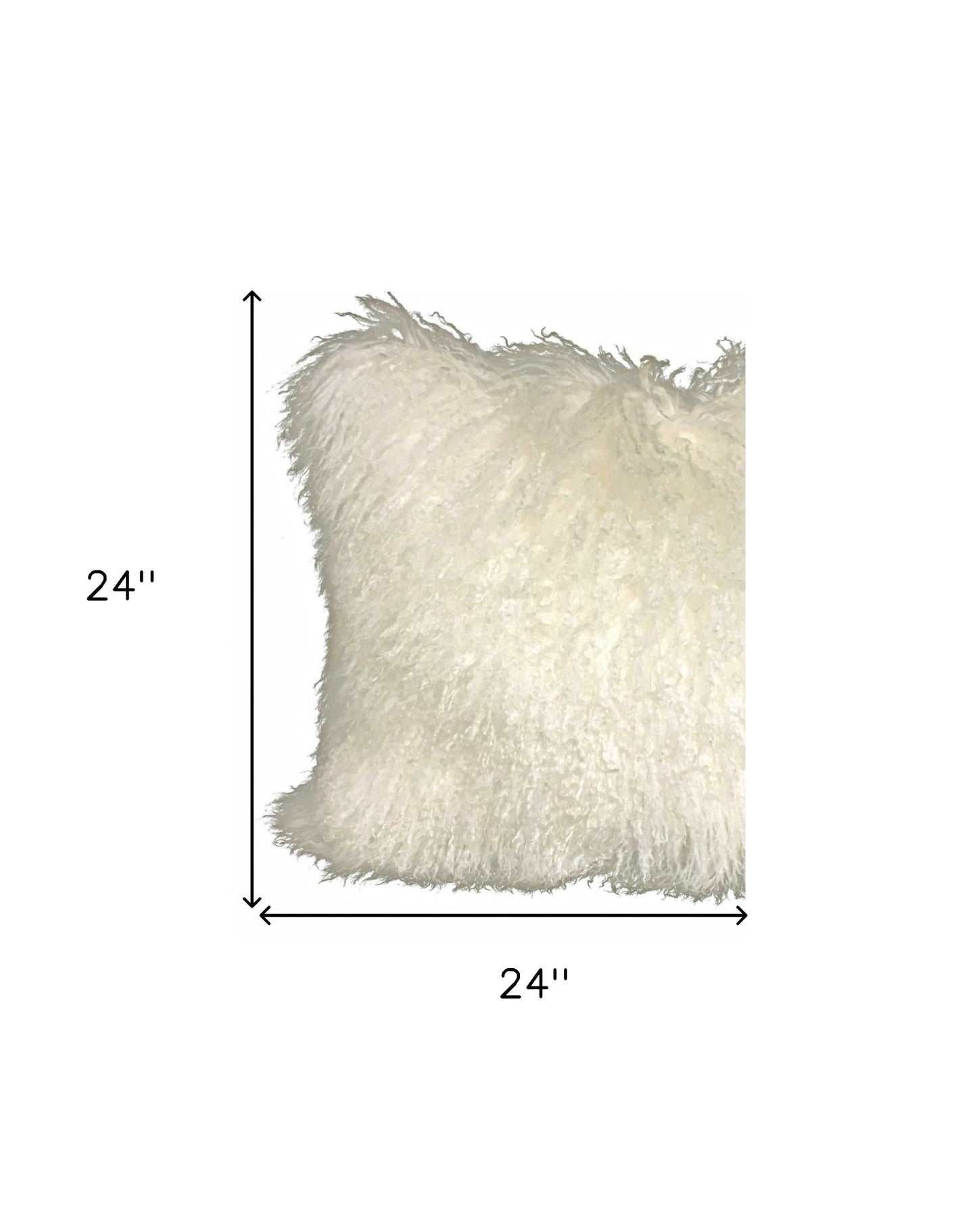 24" Creamy Genuine Tibetan Lamb Fur Pillow With Microsuede Backing