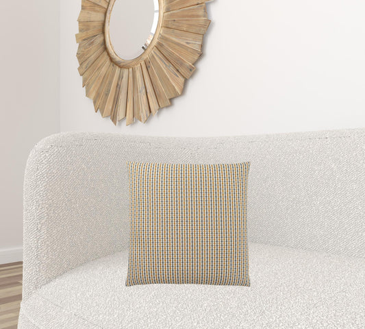 Set Of Two 18" X 18" Gold and White Polyester Striped Zippered Pillow