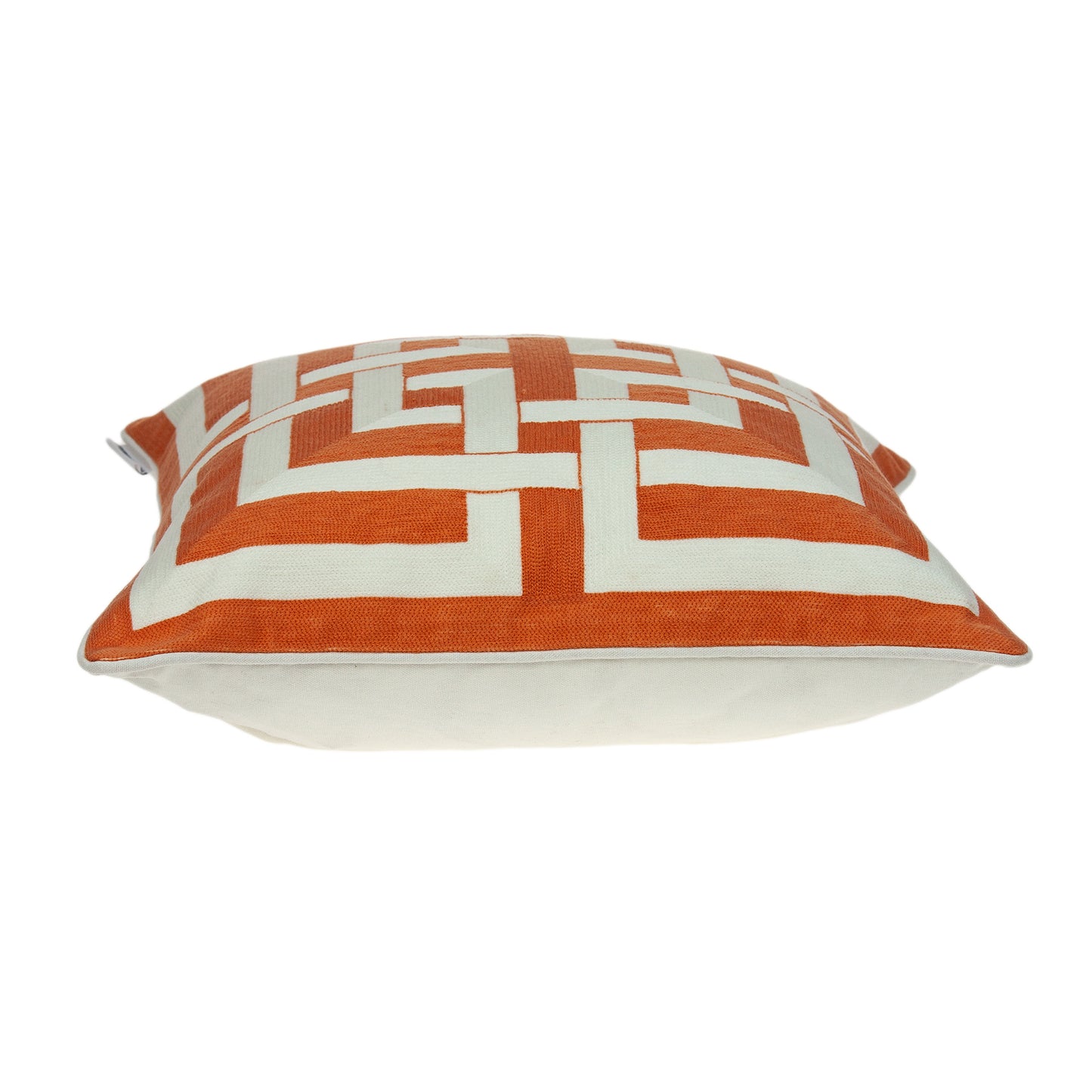 20" X 7" X 20" Transitional Orange And Off White Pillow Cover With Poly Insert