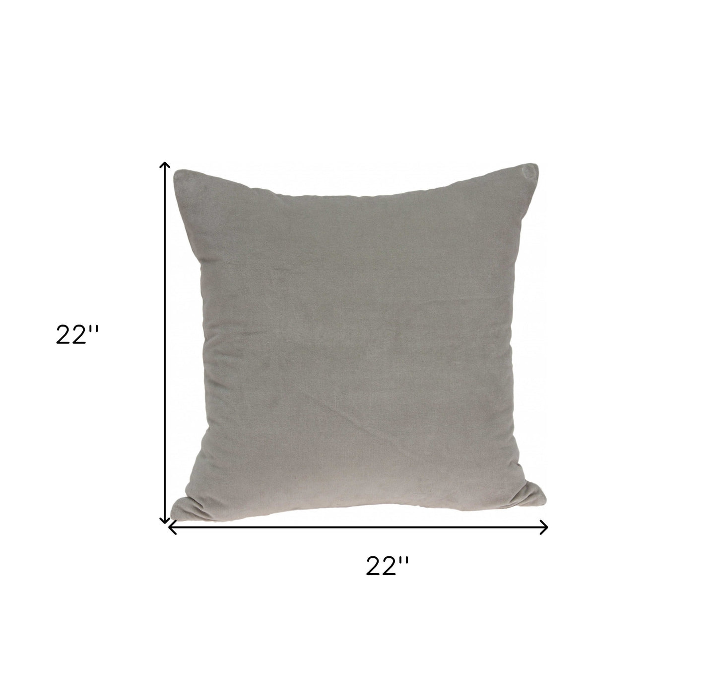 22" X 7" X 22" Transitional Gray Solid Pillow Cover With Poly Insert