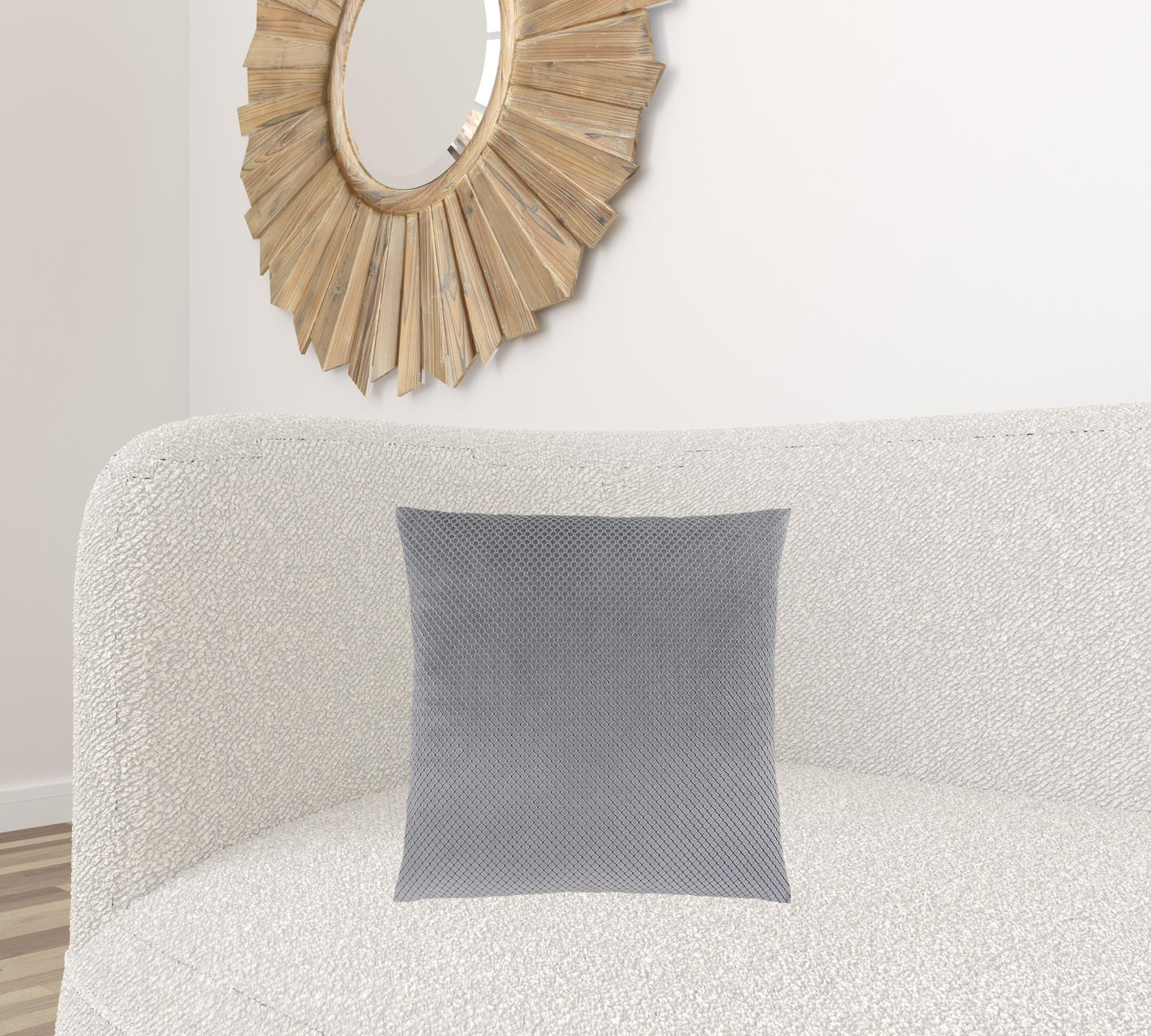 18" X 18" Silver Velvet Polyester Diamond Zippered Pillow