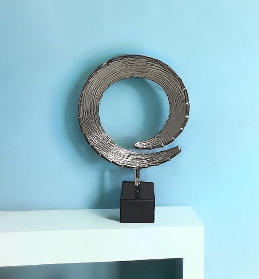 3" X 10" X 15.5" Silver And Black Small Tail Sculpture