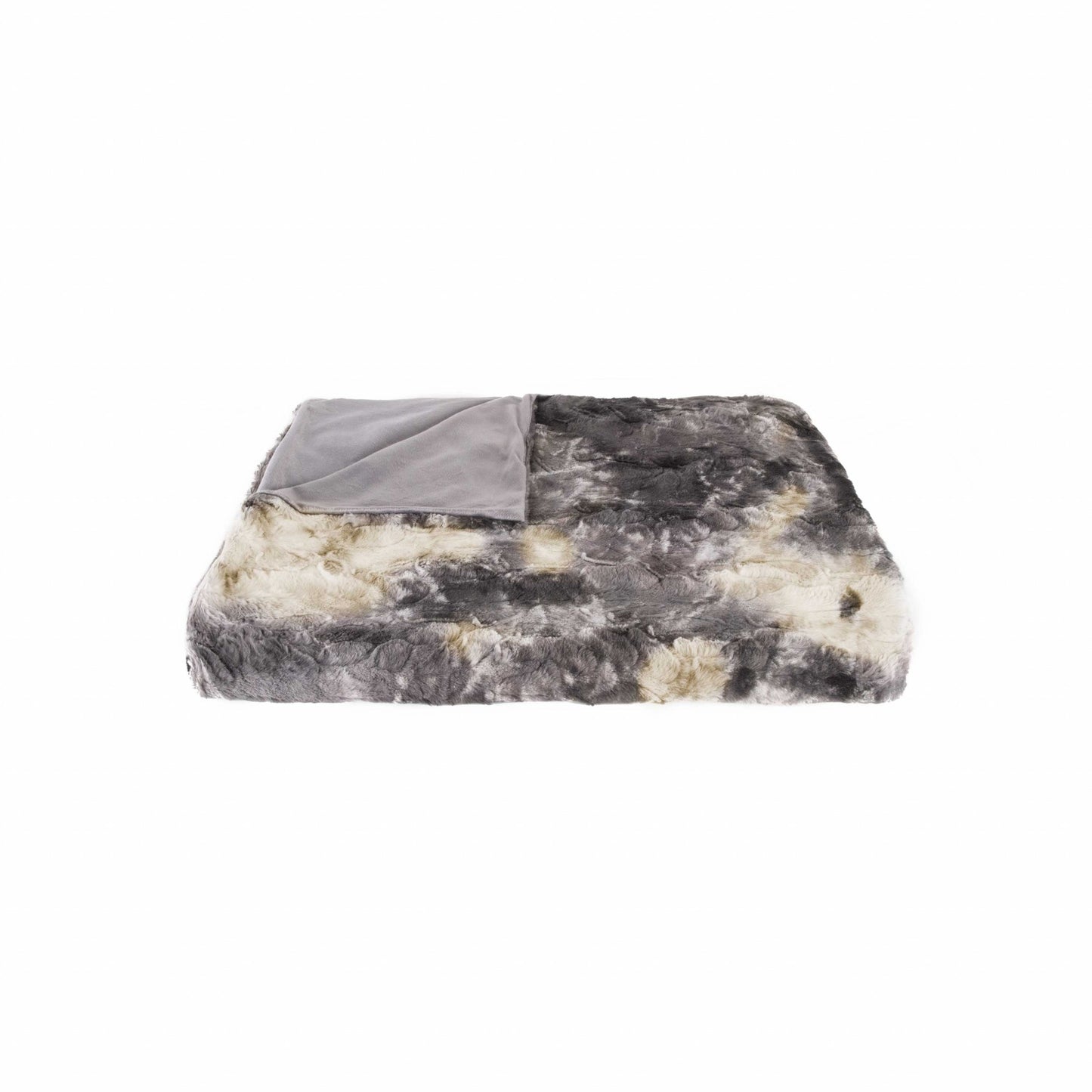 Gray Woven Acrylic Animal Print Plush Throw