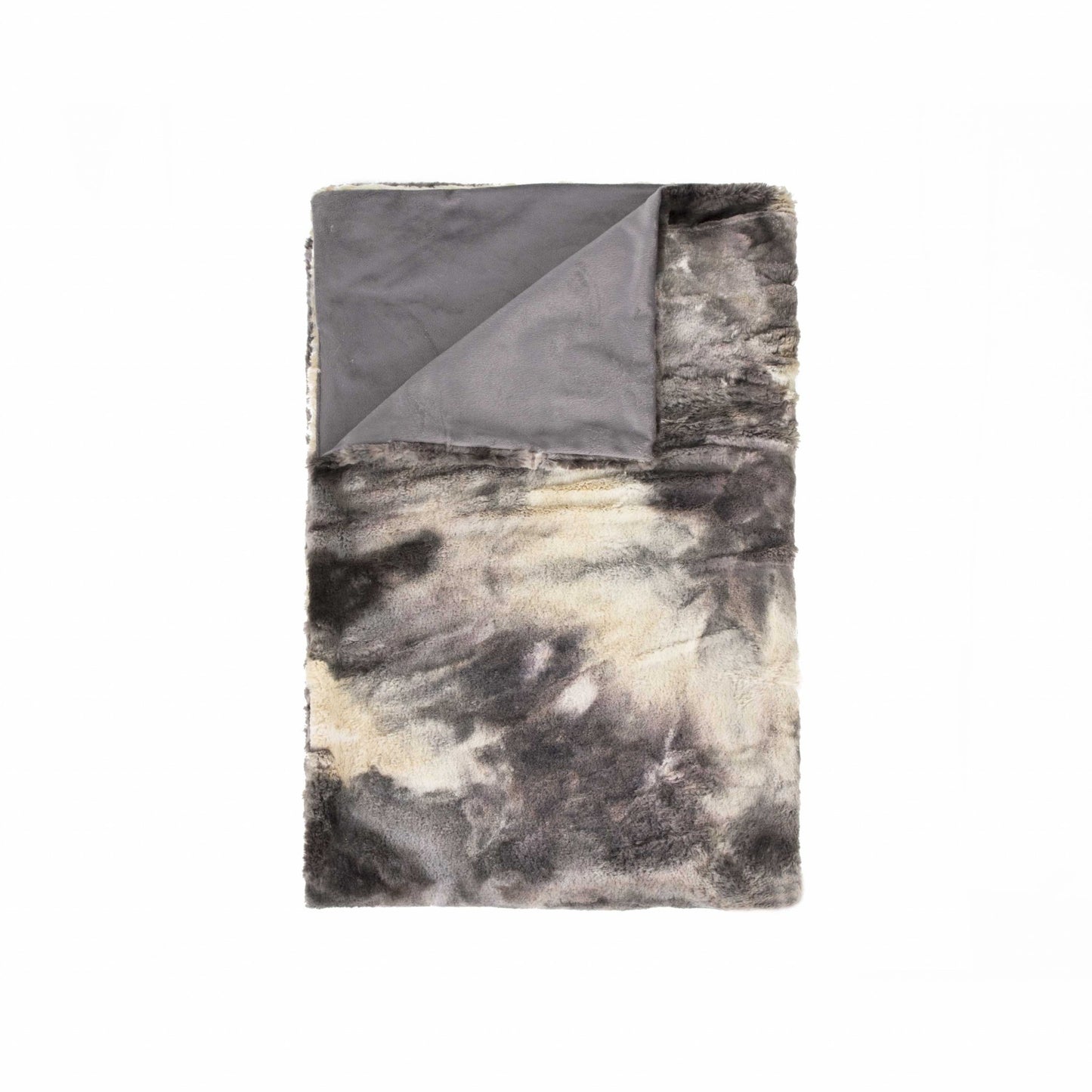 Gray Woven Acrylic Animal Print Plush Throw