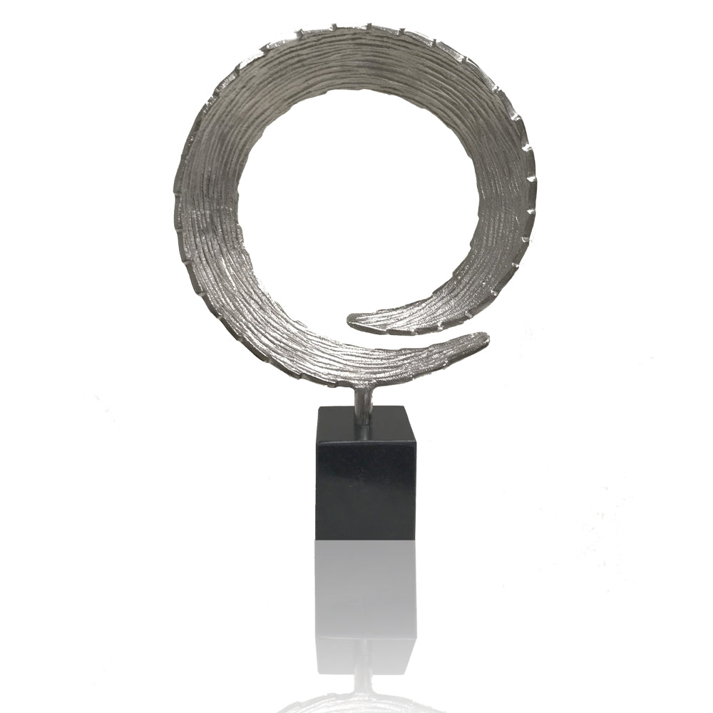 17" Black and Silver Metal Modern Abstract Tabletop Sculpture