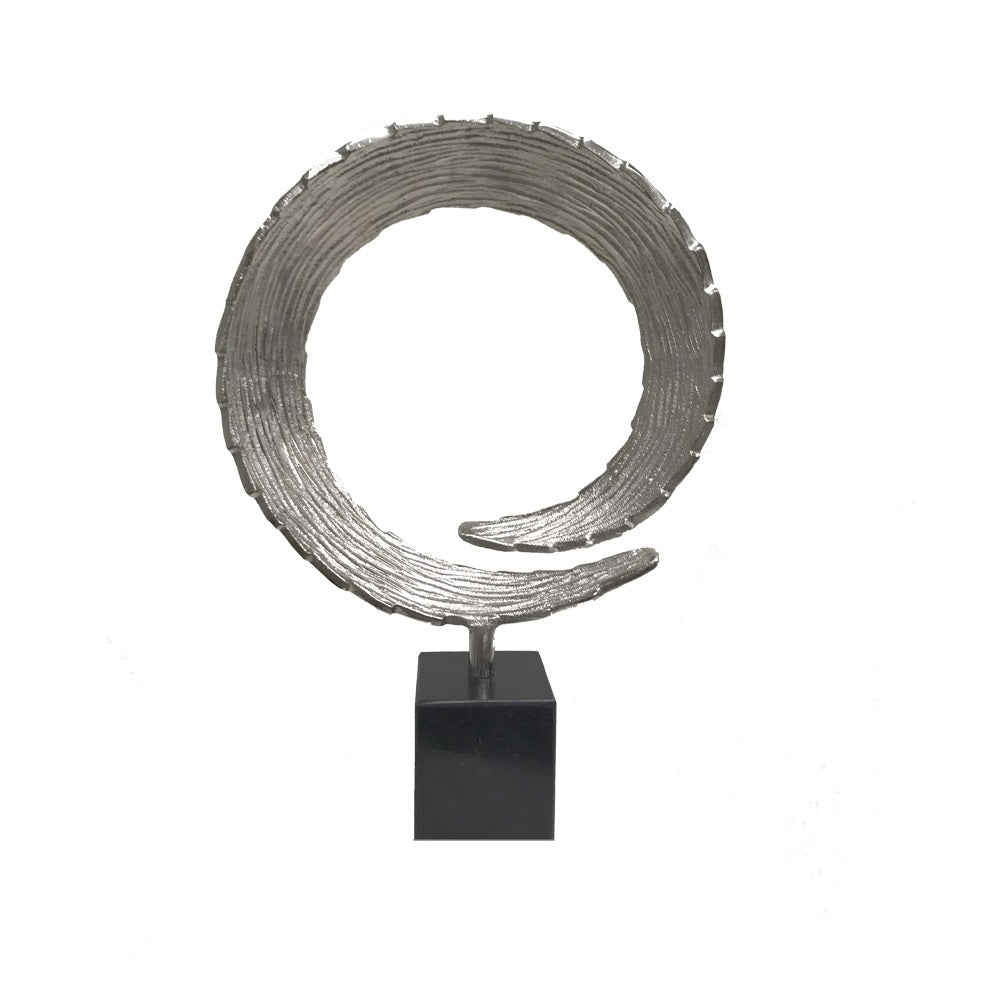 17" Black and Silver Metal Modern Abstract Tabletop Sculpture