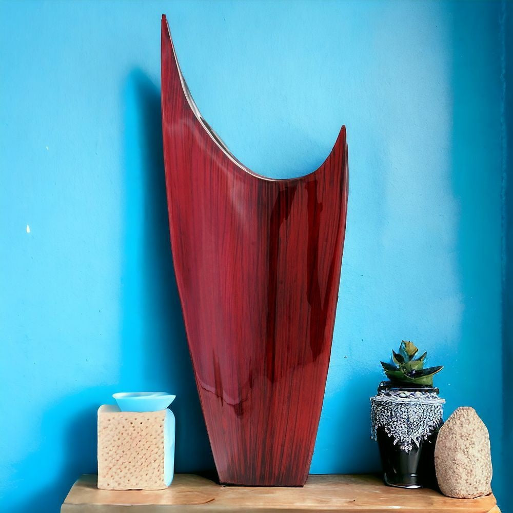 18" Red Aluminum Contemporary Pointed Table Vase