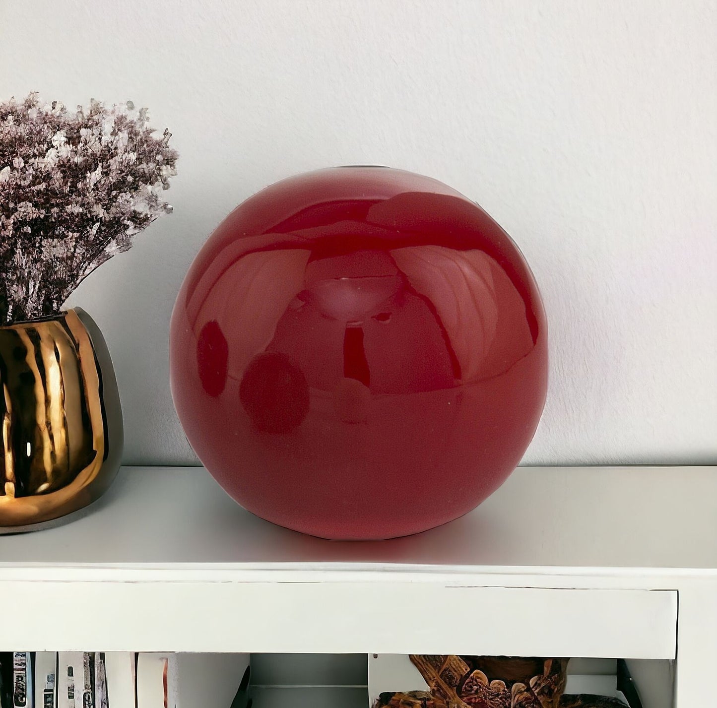 3" Red Poppy Enameled Aluminum Decorative Sphere