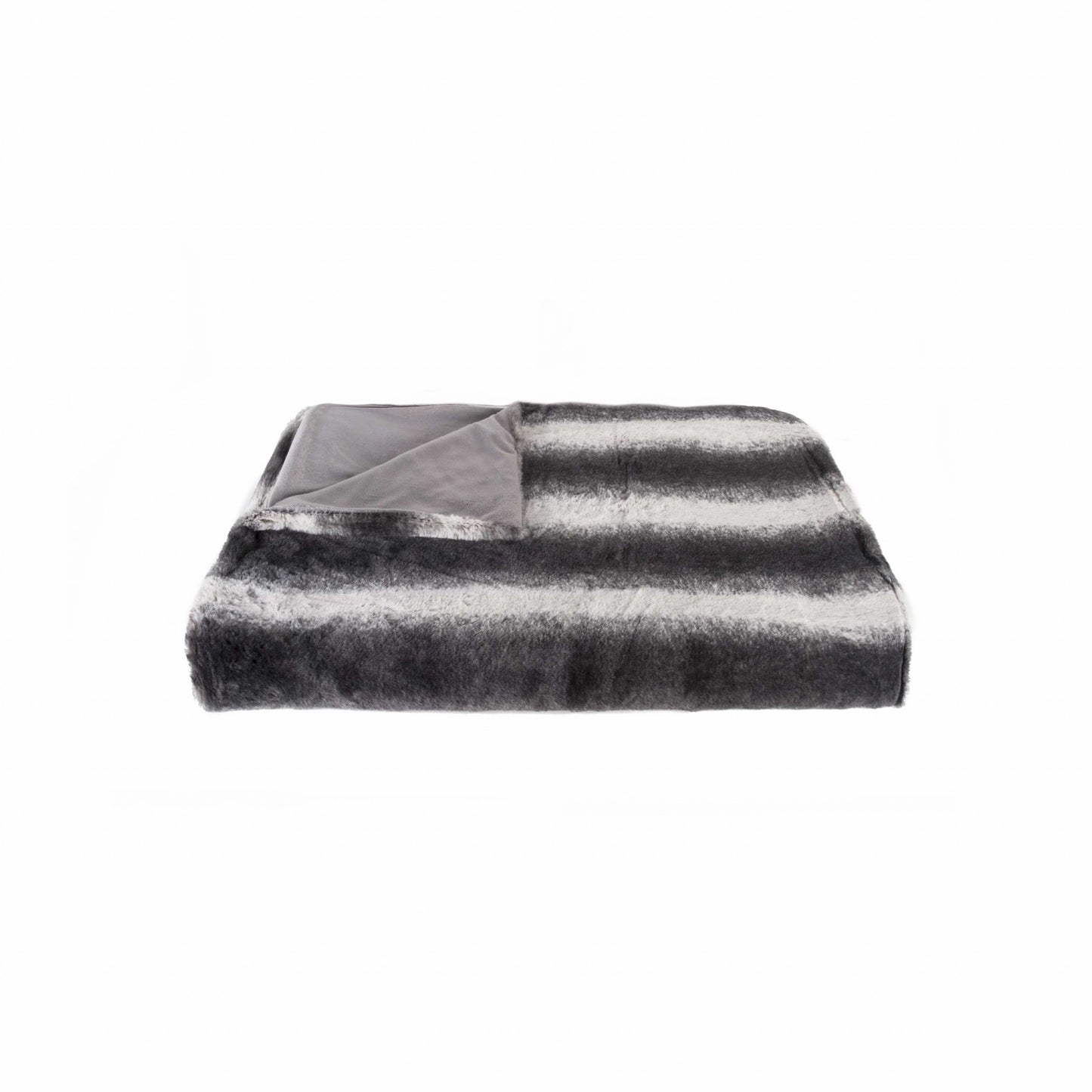 Charcoal Woven Acrylic Striped Plush Throw