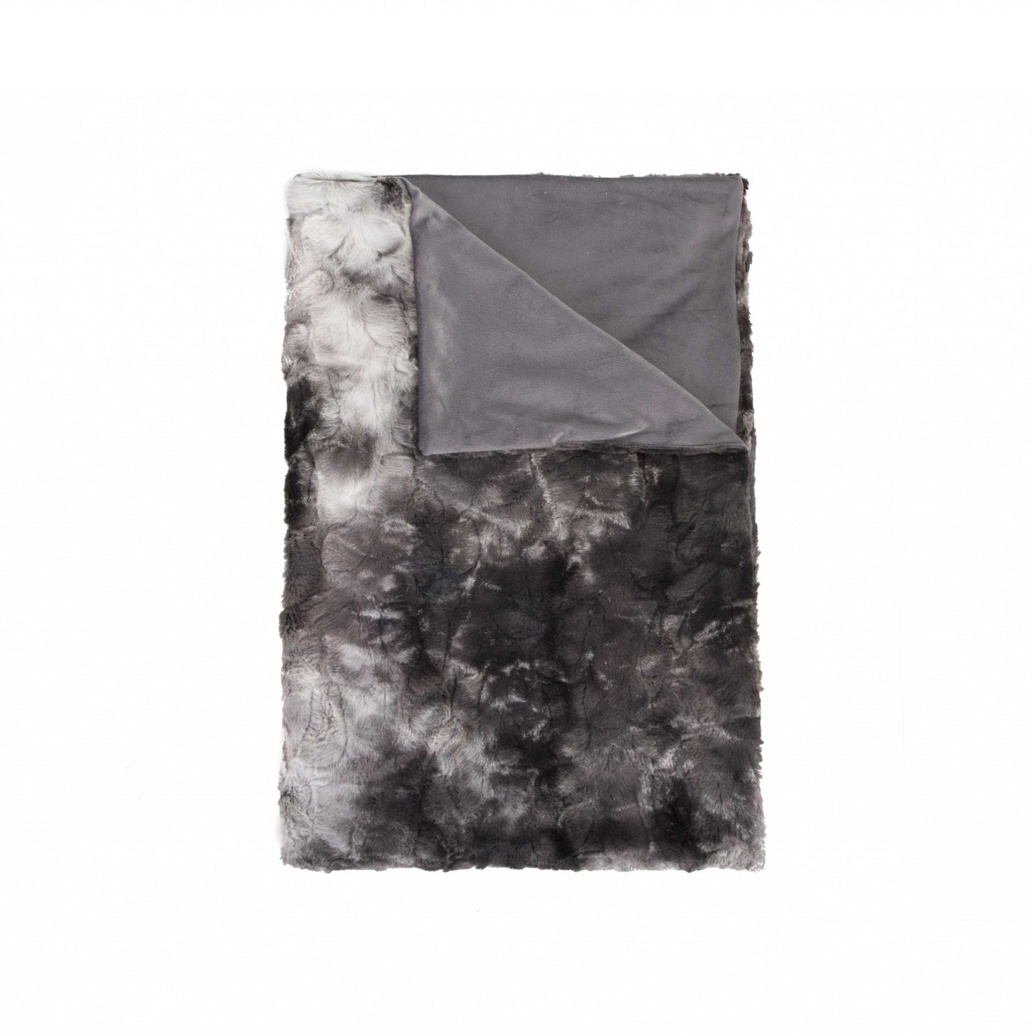 Gray Woven Acrylic Solid Color Plush Throw