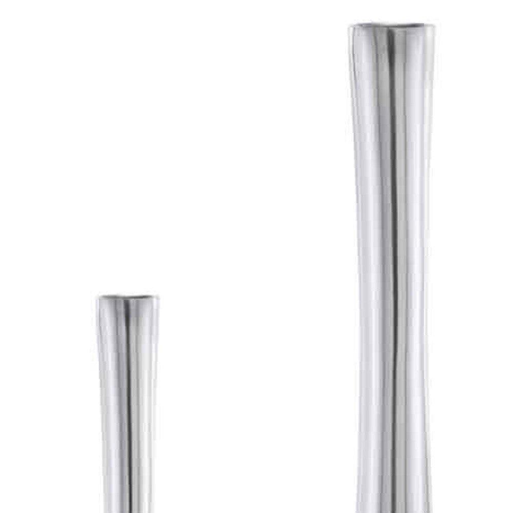 Buffed Silver Hole Set Of 2 Vases