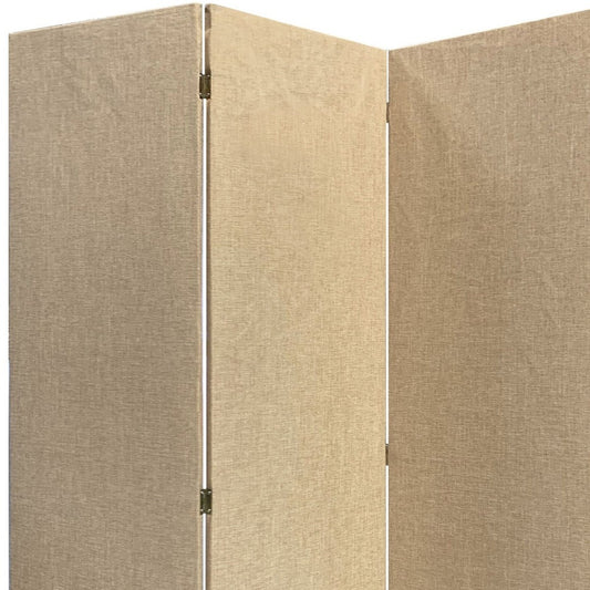 Beige Upholstered 3 Panel Room Divider Screen