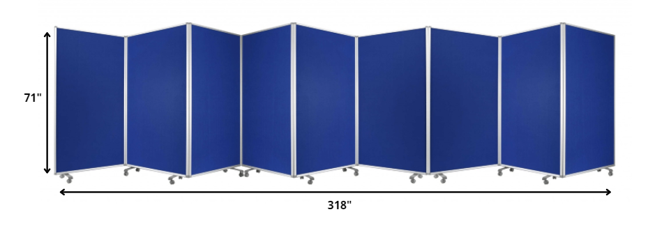 318" X 1" X 71" Blue, Metal, 9 Panel, Screen