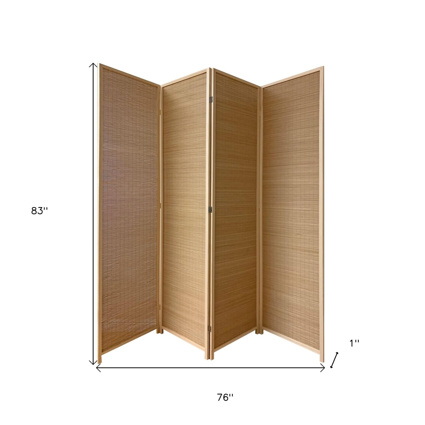 7" Light Bamboo 4 Panel Room Divider Screen